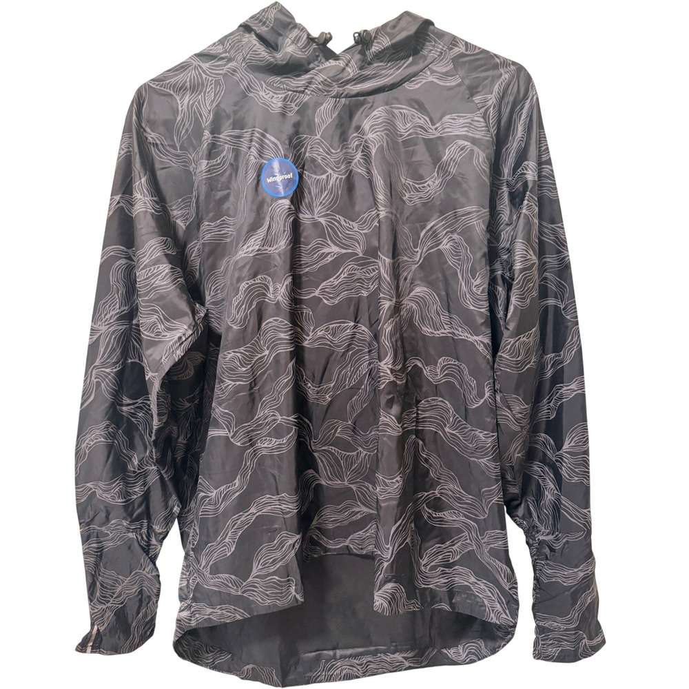 Brooks Womens LSD Pullover Running Jacket Black Wave Reflective Windproof Medium